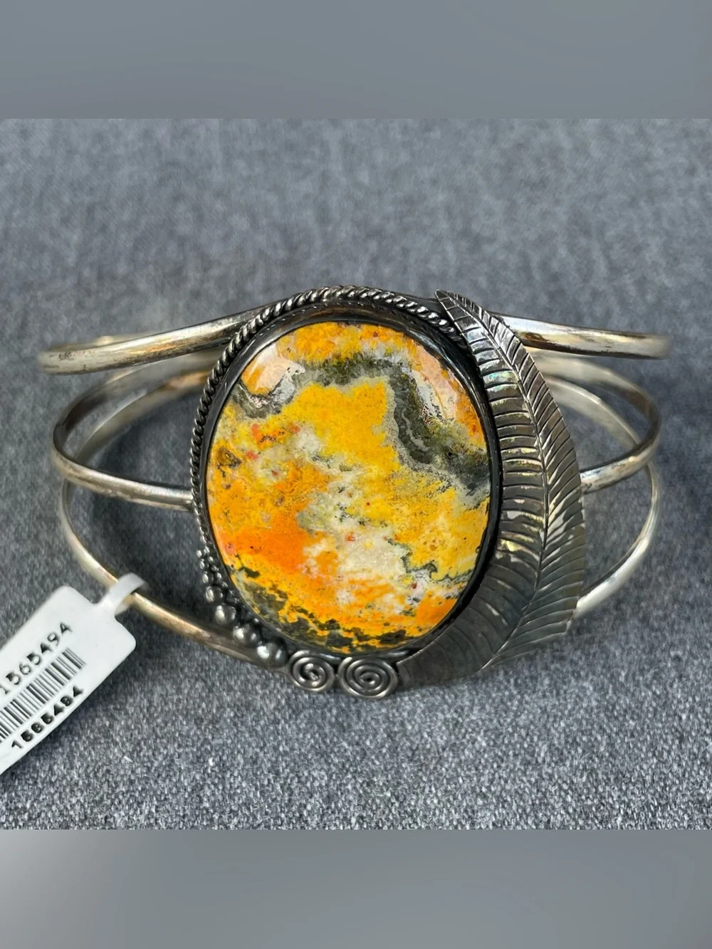 Navajo Style Sterling Silver BumbleBee Jasper Cuff Bracelet 925 Indonesia